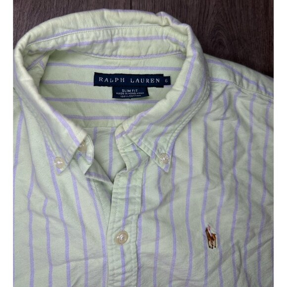 Ralph Lauren Women's Classic Light Green Slim Fit Button Up Preppy Shirt Size 6 - Picture 4 of 7